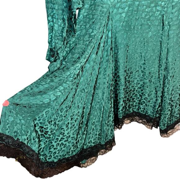 Koché Green Leopard Jacquard Tunic Dress with Lace Hem Size 38 (US 6) - Picture 7 of 11